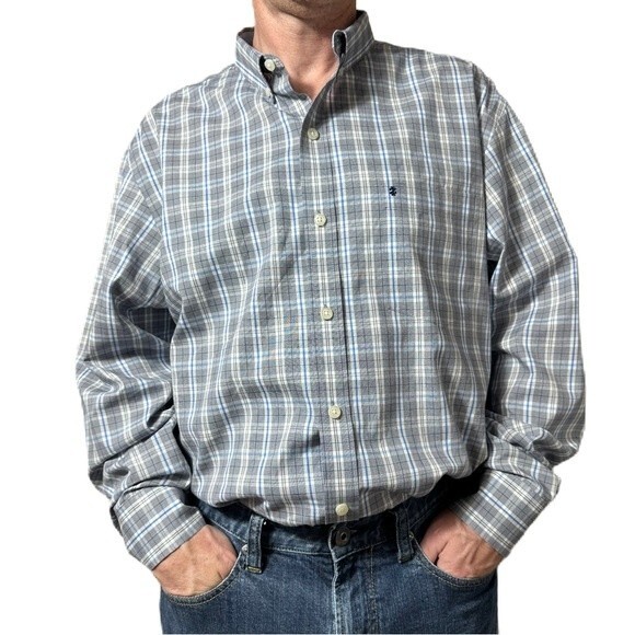 IZOD Button Down Casual plaid shirts for men - Picture 1 of 13